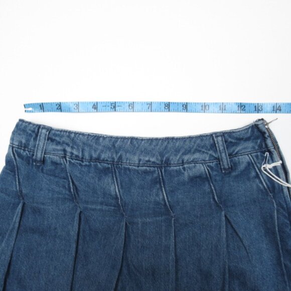 Anthropologie Pilcro 100% Cotton Slant-Pleated Denim Mini Skort Medium Blue 25 - Picture 7 of 12